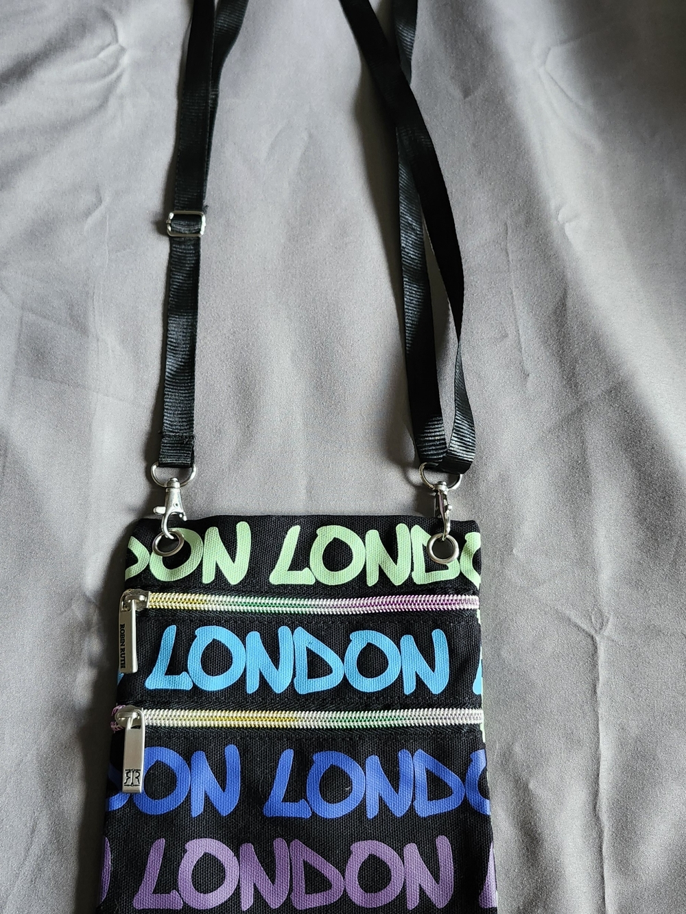 Robin Ruth Black Multi-Color 'London' Print Crossbody Bag